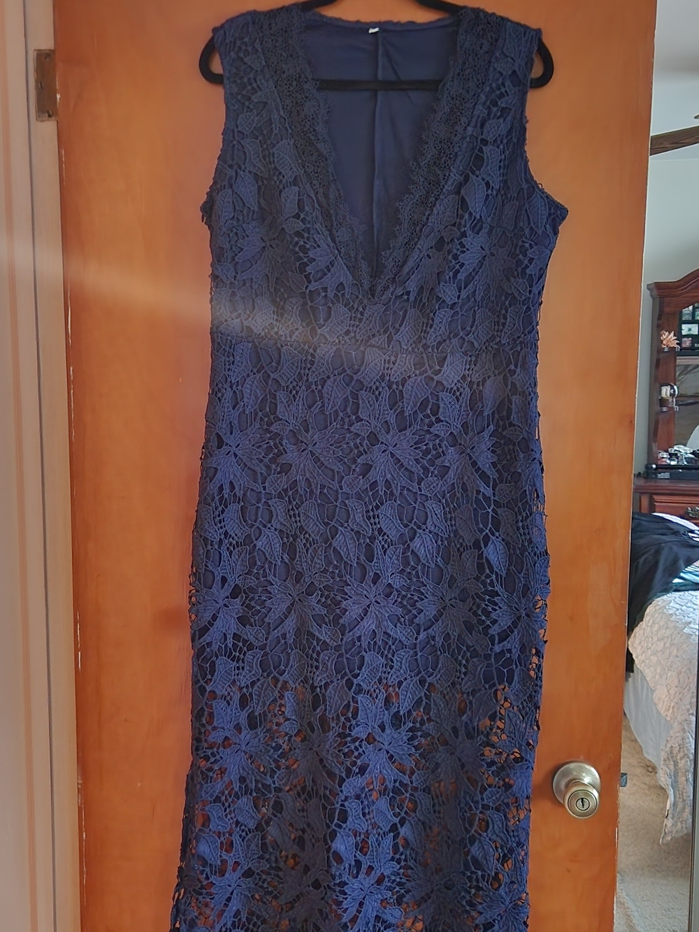 Sleeveless Navy Lace Maxi Dress - Brand